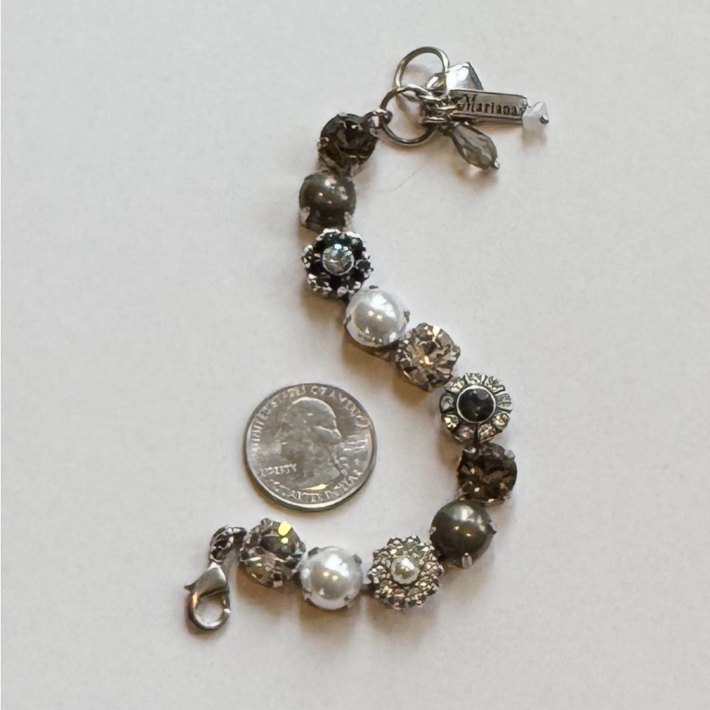 MARIANA Silver, Pearls, Swarovski Stones Bracelet - Picture 2 of 12
